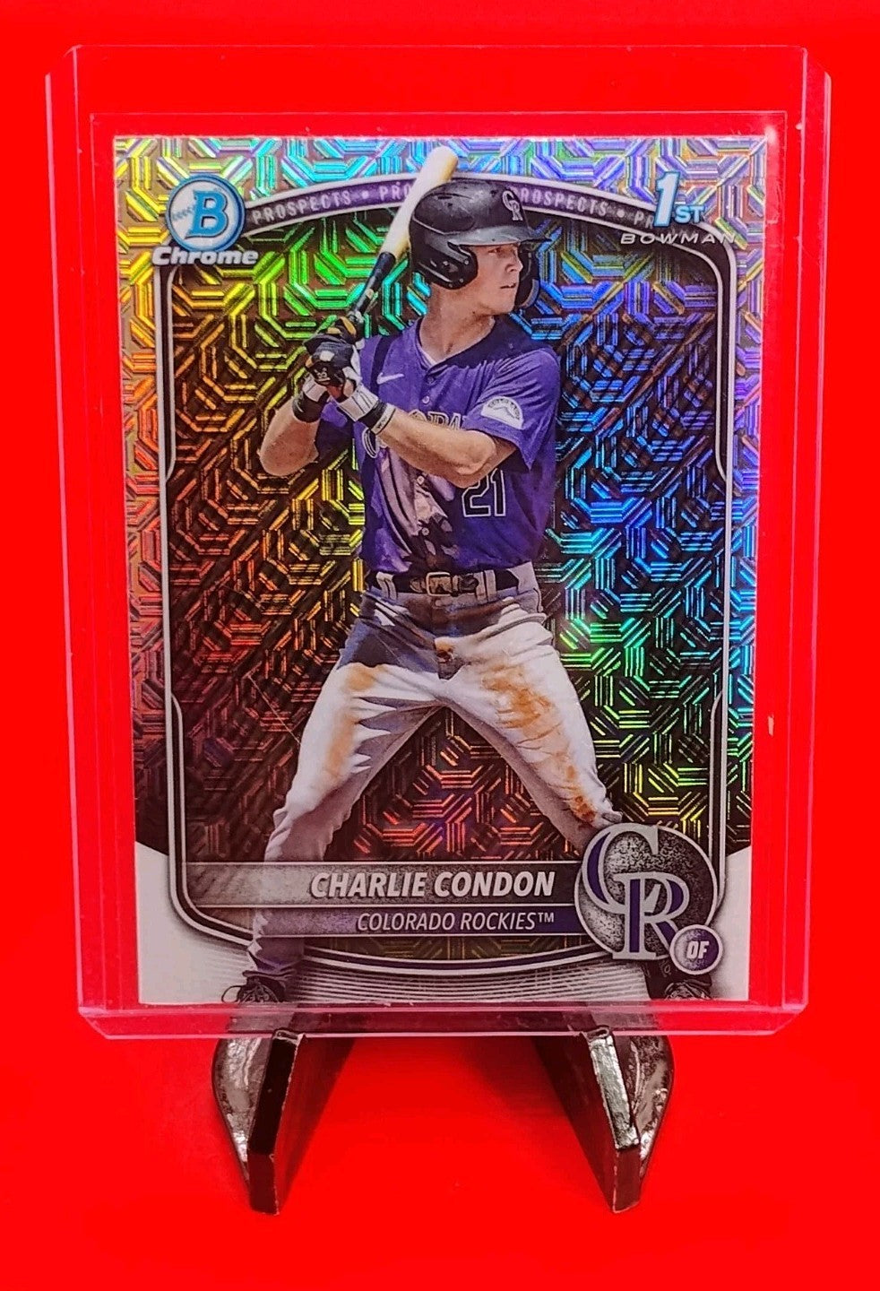 Charlie Condon 2025 Bowman 1st Chrome #BCP-75 Mojo Refractor Colorado Rockies 💎