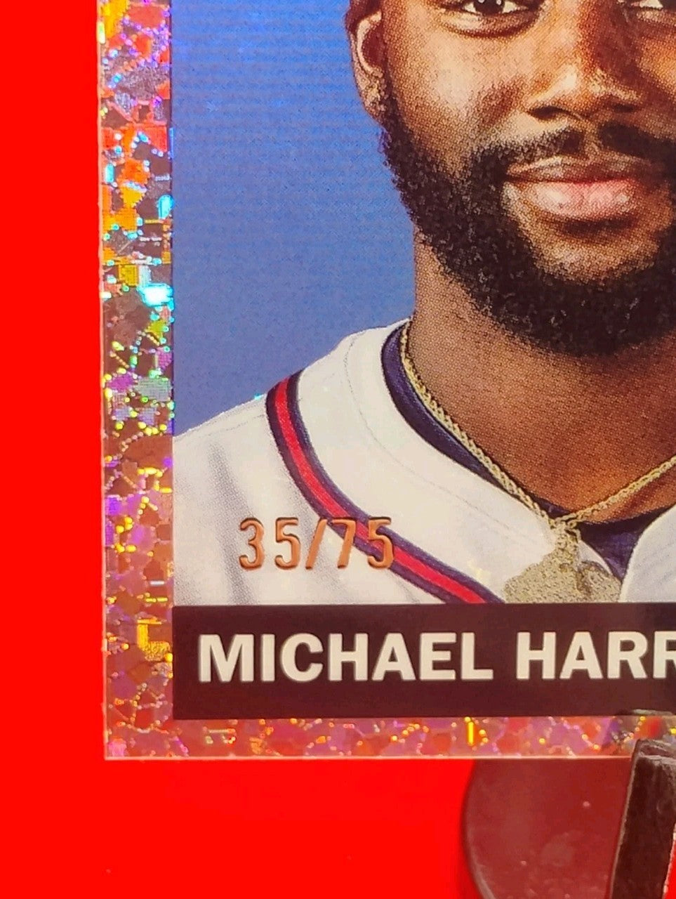 Michael Harris II 2025 Topps Chrome Platinum #9 Rose Gold Toile Refractor #/75