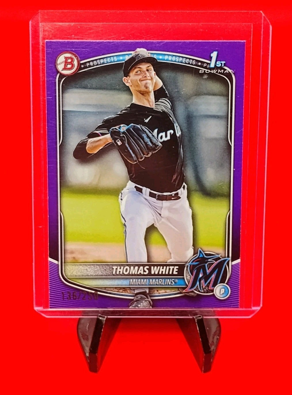 Thomas White 2025 Bowman 1st Prospects #BP-69 Purple Parallel #136/250 Marlins🔥