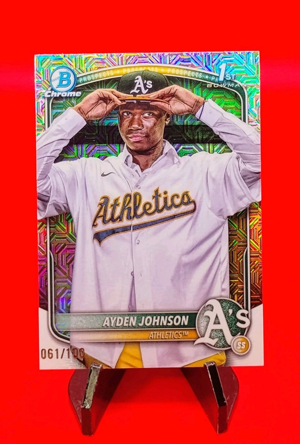 Ayden Johnson 2025 Bowman Chrome 1st Bowman #BCP-197 Steel Metal Refractor #/100