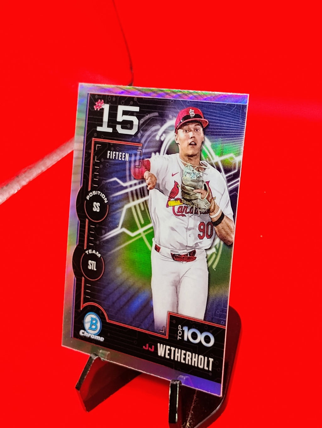 JJ Wetherholt 2025 Bowman Chrome Scouts Top 100 #BTP-15 Chrome Refractor (RC) 💎