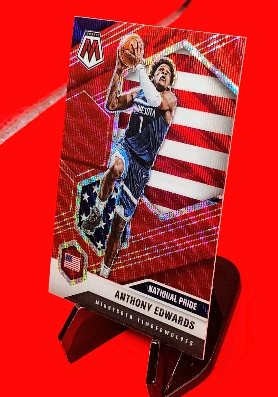 Anthony Edwards 2020-21 Panini Mosaic National Pride RC #252 Red Wave Prizm🔥💎
