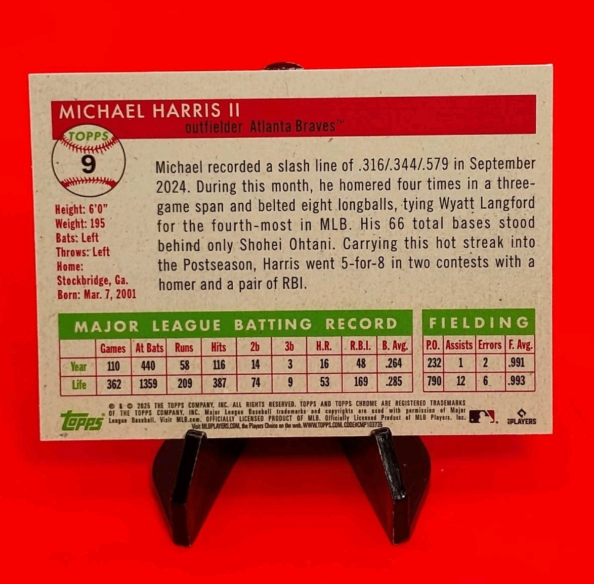 Michael Harris II 2025 Topps Chrome Platinum #9 Rose Gold Toile Refractor #/75