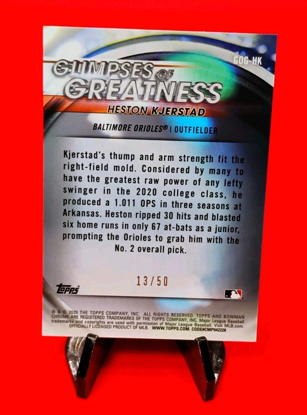 Heston Kjerstad 2020 Bowman Chrome Glimpses of Greatness Gold Refractor #13/50💎