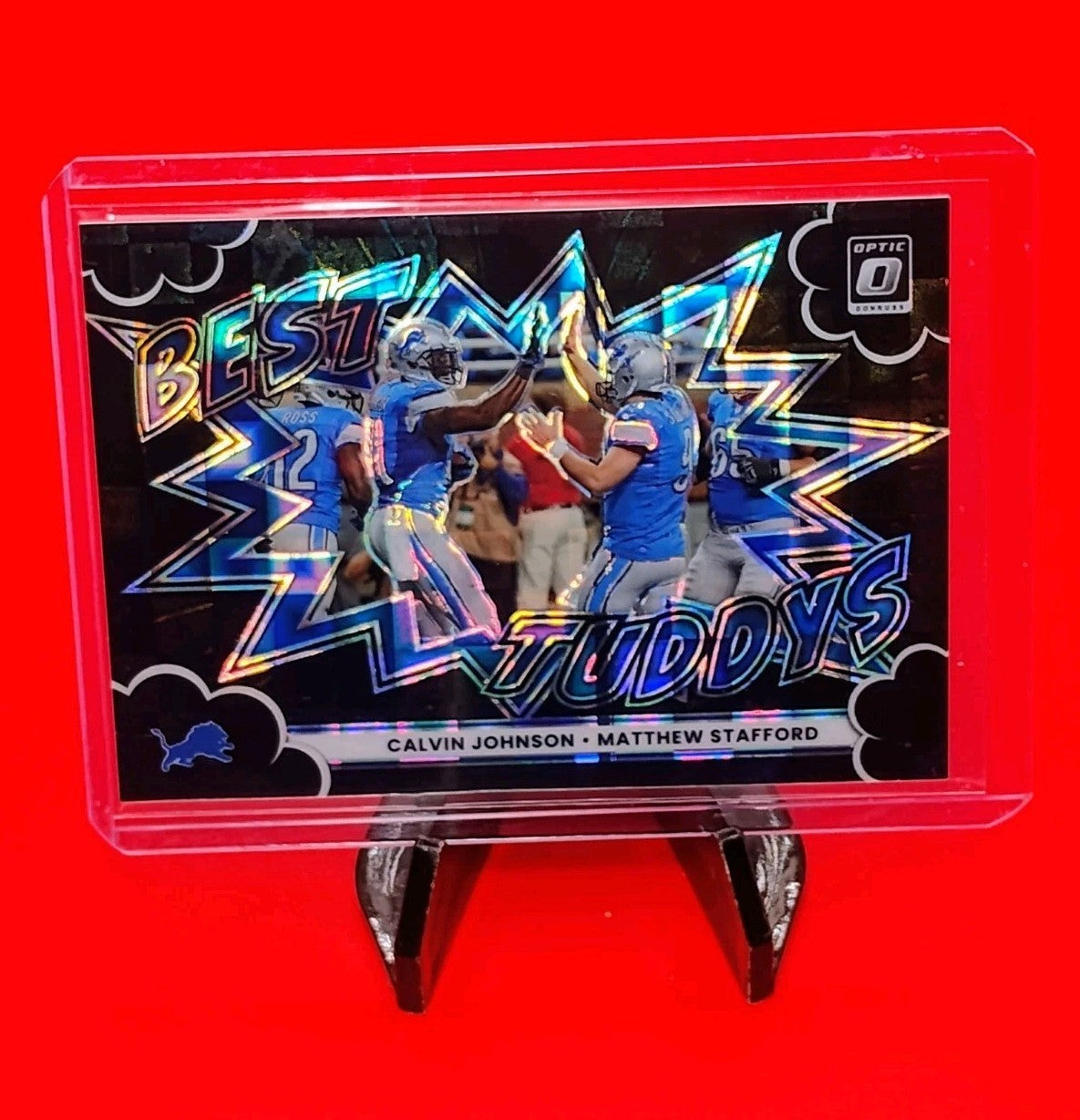 Calvin Johnson-Matt Stafford 2025 Donruss Optic Best Tuddy's Black Pandora #/149