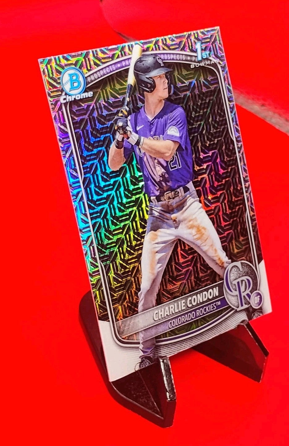 Charlie Condon 2025 Bowman 1st Chrome #BCP-75 Mojo Refractor Colorado Rockies 💎