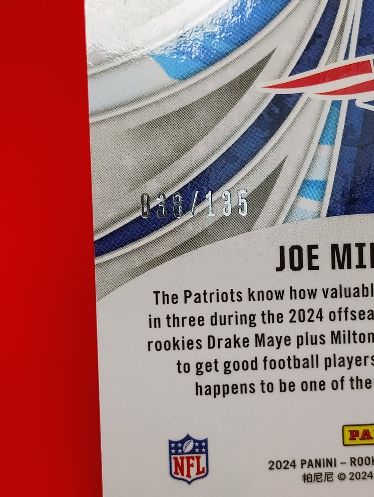 Joe Milton III 2024 Rookies & Stars - Airborne Insert #A-JMN Pandora #38/135 🔥
