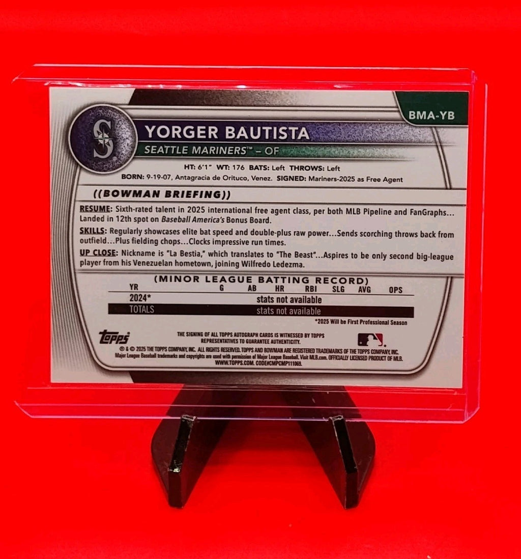 Yorger Bautista 2025 Bowman Chrome #BMA-YB Purple Mojo Refractor Auto #47/199 🔥