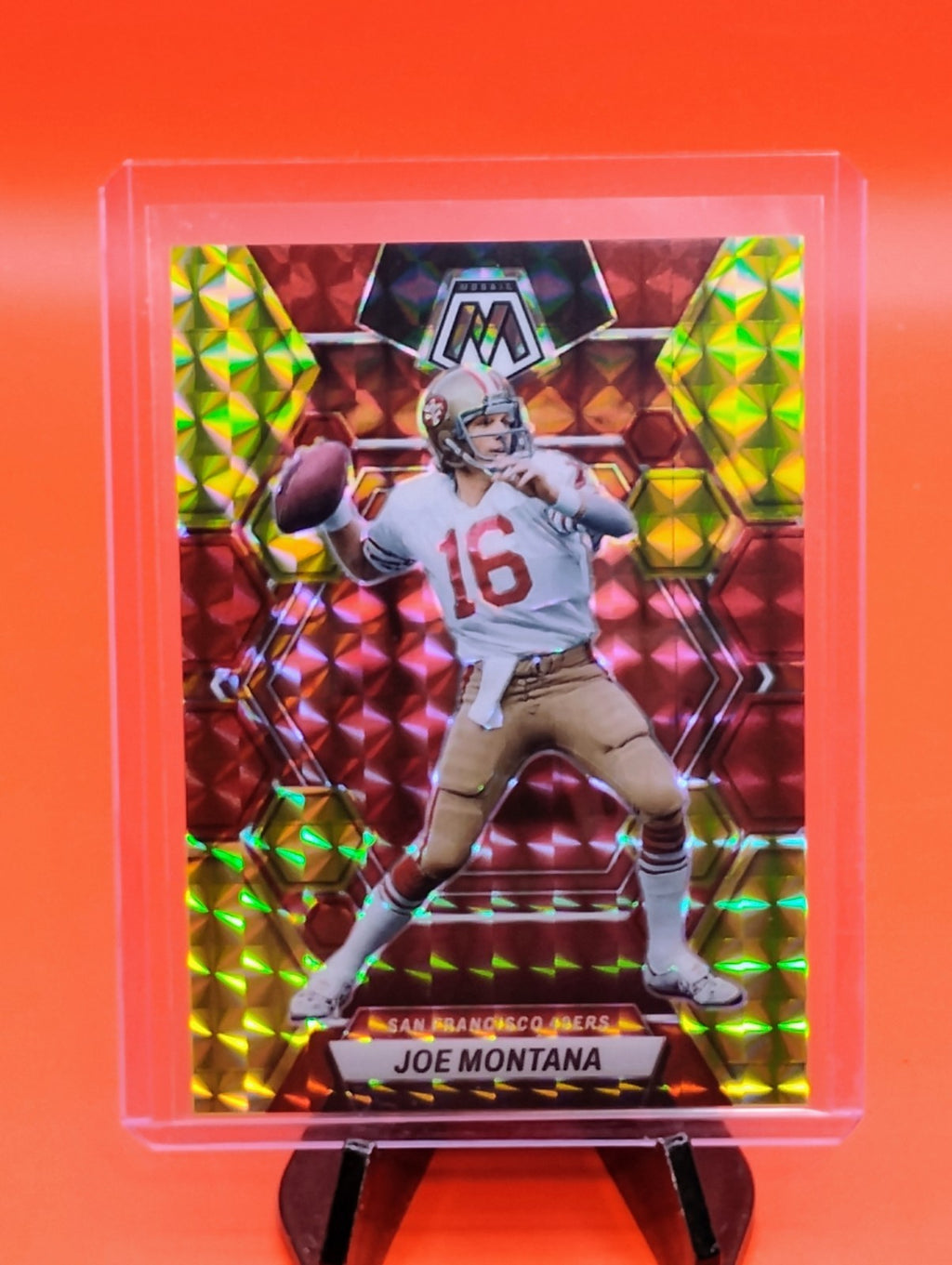 Joe Montana 2023 Mosaic Choice #217 Red & Yellow Prizm #25/80 49ers Legend 🐐💎