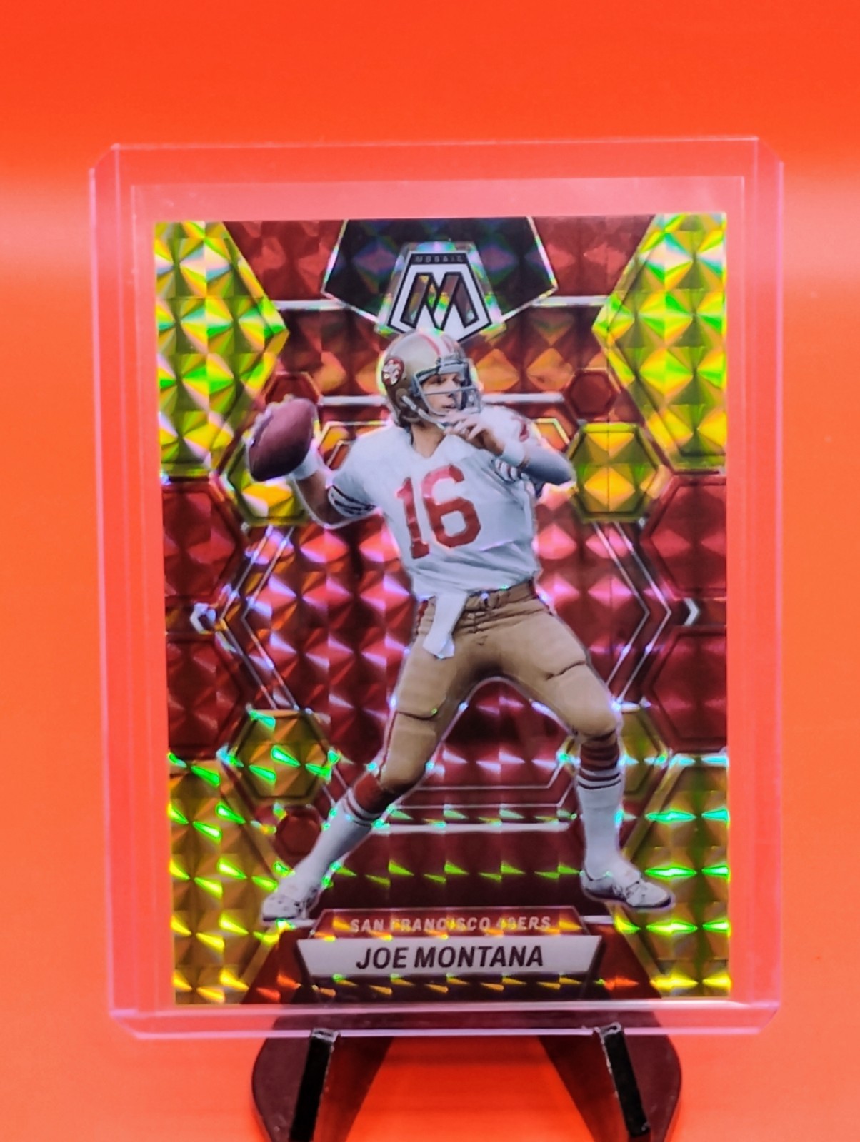 Joe Montana 2023 Mosaic Choice #217 Red & Yellow Prizm #25/80 49ers Legend 🐐💎