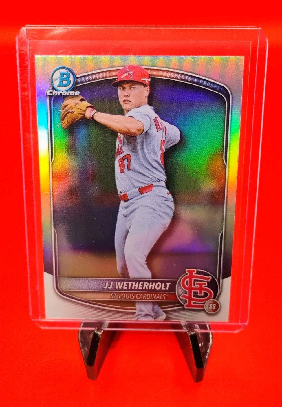 JJ Wetherholt 2025 Bowman Draft Chrome Refractor #BDC-145 St. Louis Cardinals RC