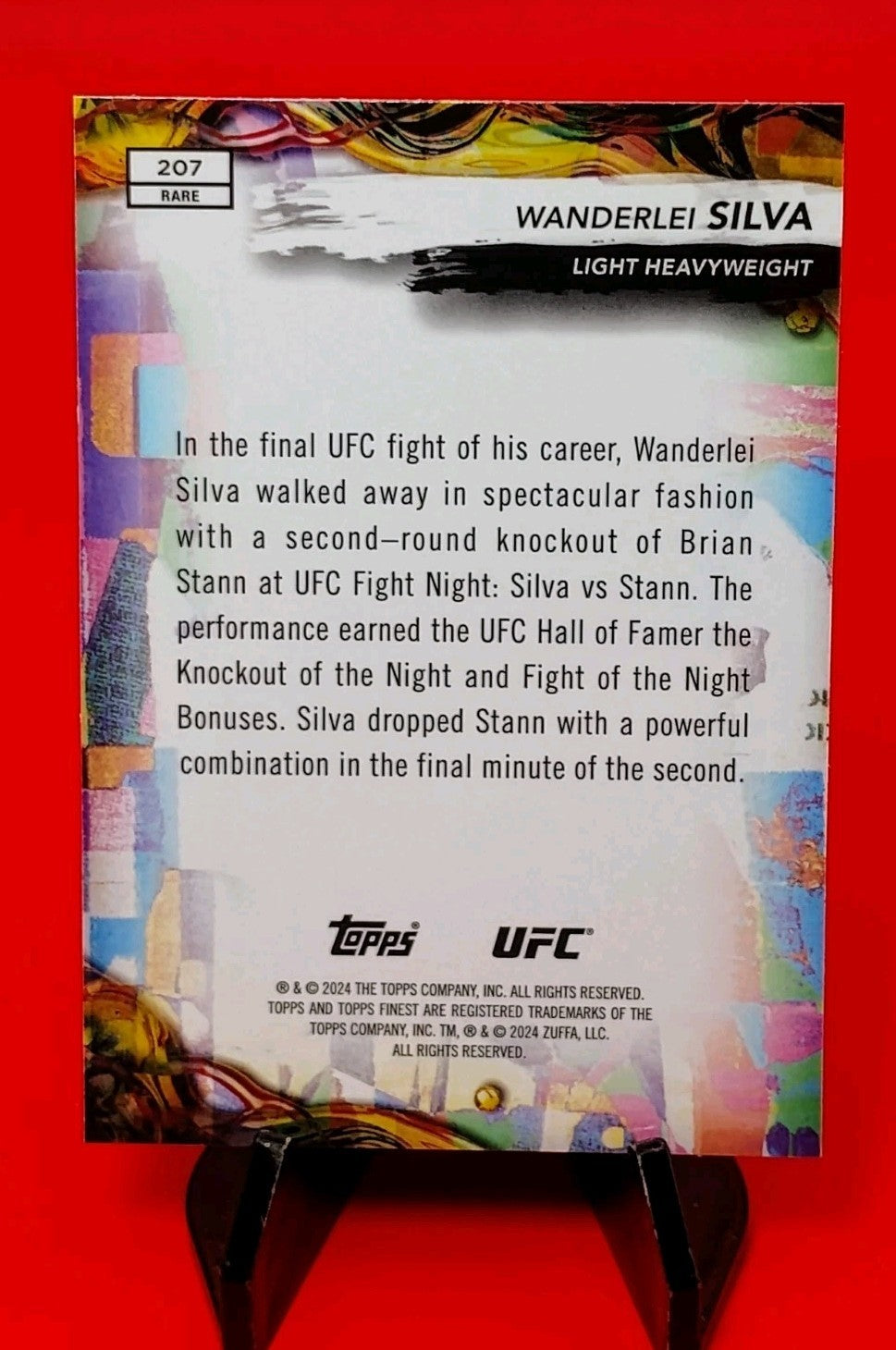 Wanderlei Silva 2024 Topps Finest UFC Rare #207 Yellow Glitter Refractor #42/75