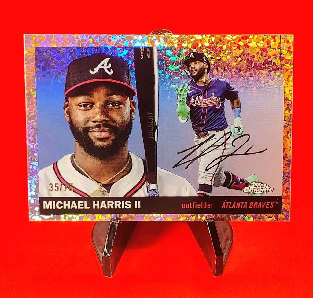 Michael Harris II 2025 Topps Chrome Platinum #9 Rose Gold Toile Refractor #/75