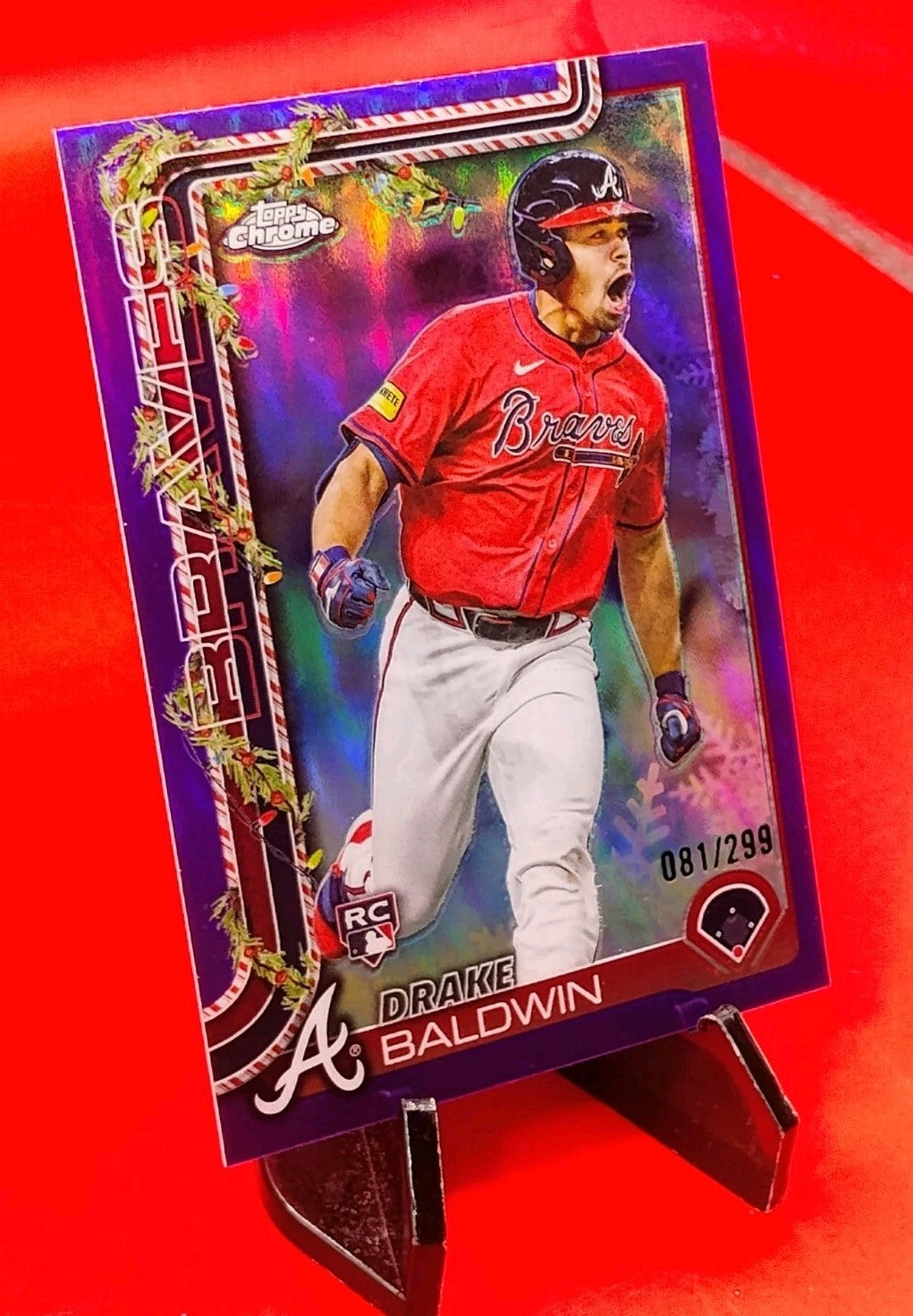 Drake Baldwin 2025 Topps Holiday Chrome #HC60 Purple Refractor /299 (RC)
