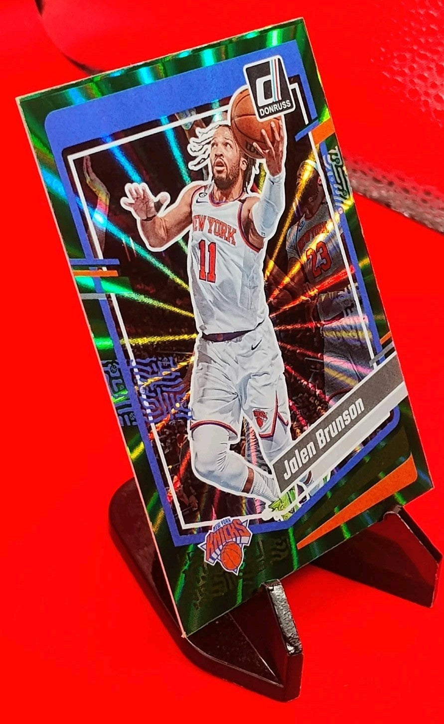 Jalen Brunson 2023-24 Donruss #189 Green Laser Holo Foil NY Knicks - Finals MVP!