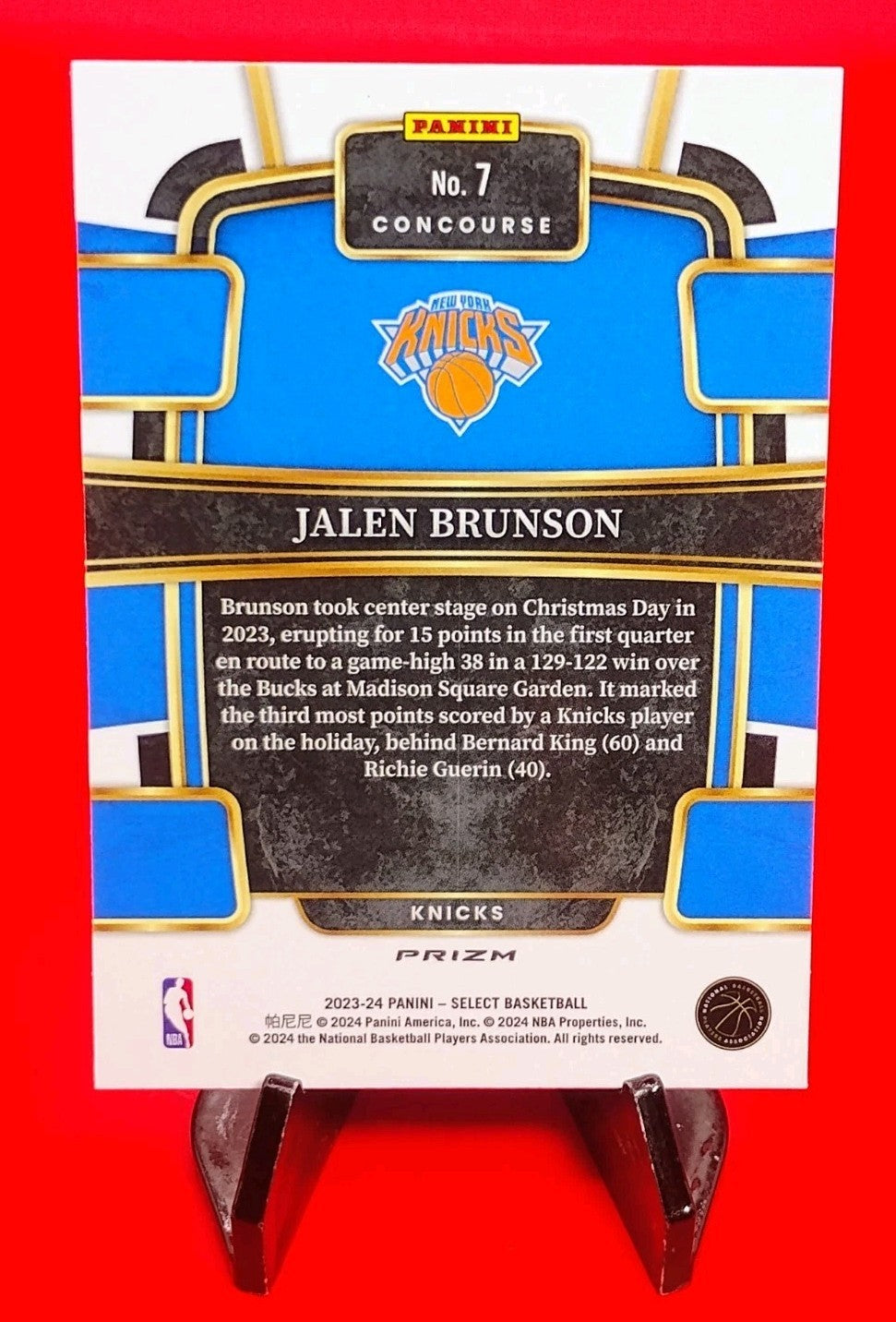 Jalen Brunson 2023-24 Select Concourse #7 Red Cracked Ice Prizm NY Knicks MVP