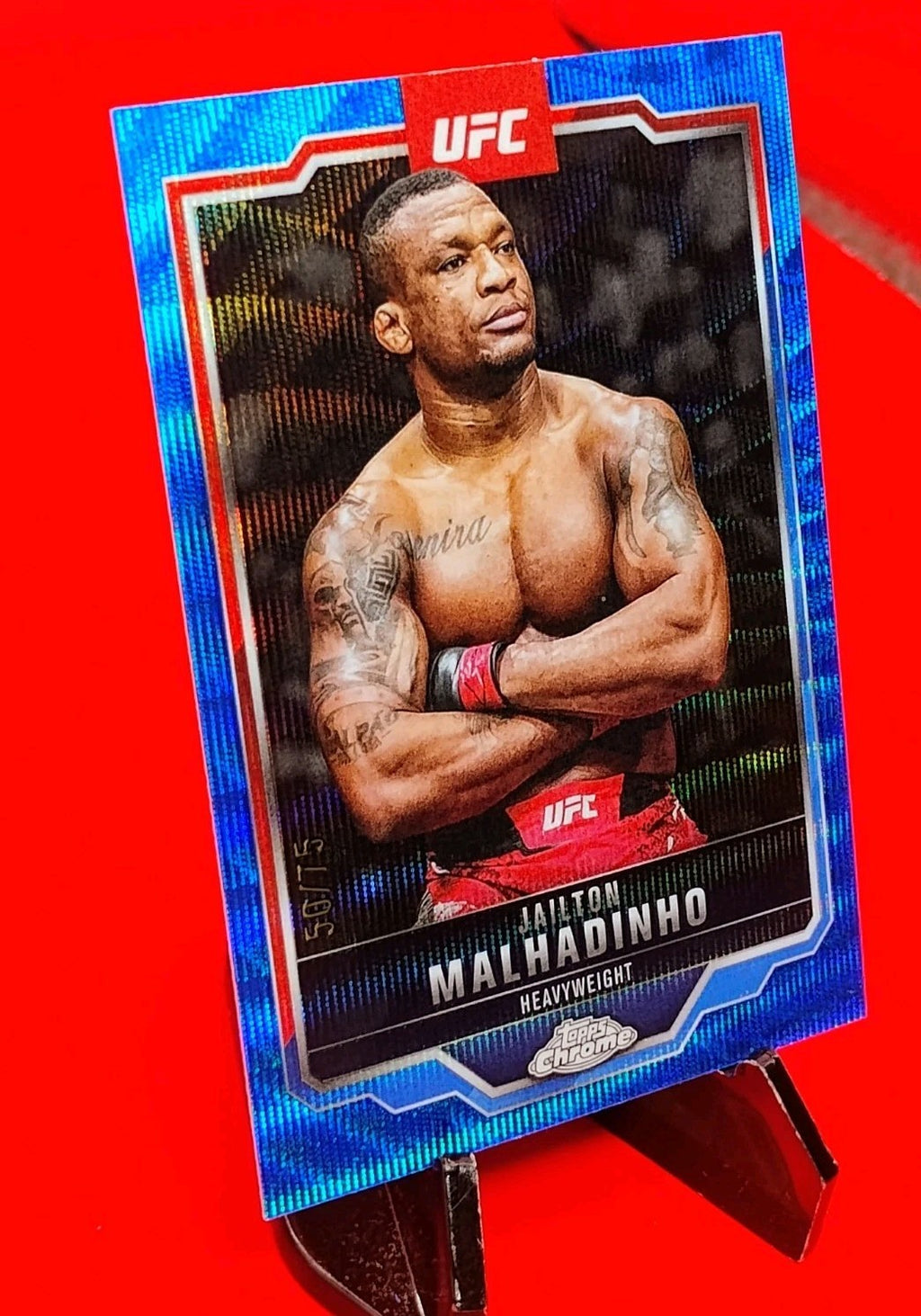 Jailton Malhadinho 2025 Topps Chrome UFC RC #112 Blue Wave Refractor /75