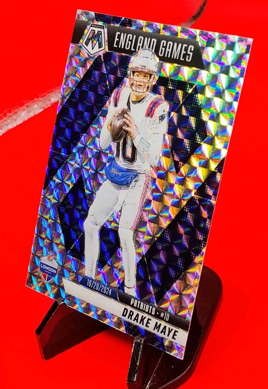 Drake Maye 2025 Mosaic London Games Insert #258 Silver Mosaic Prizm Patriots 💎