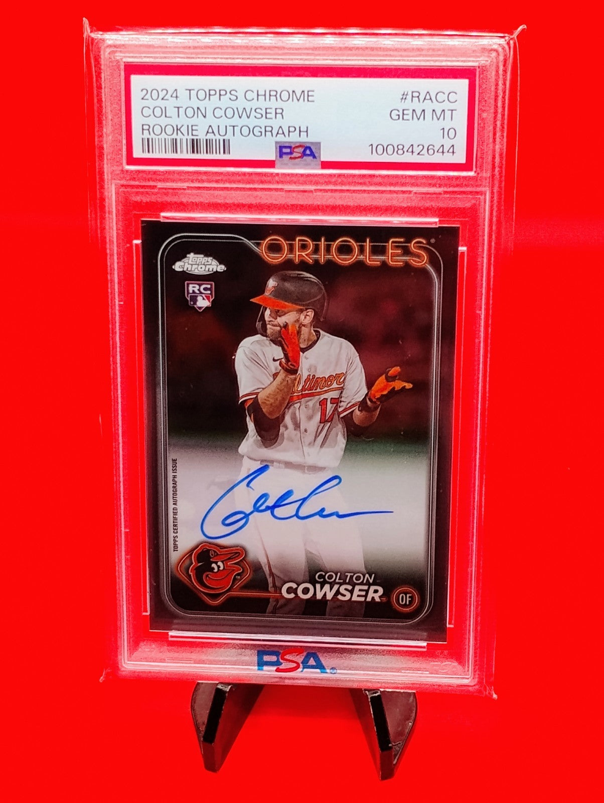 Colton Cowser 2024 Topps Chrome Rookie Auto #RA-CC PSA 10 Baltimore Orioles RC