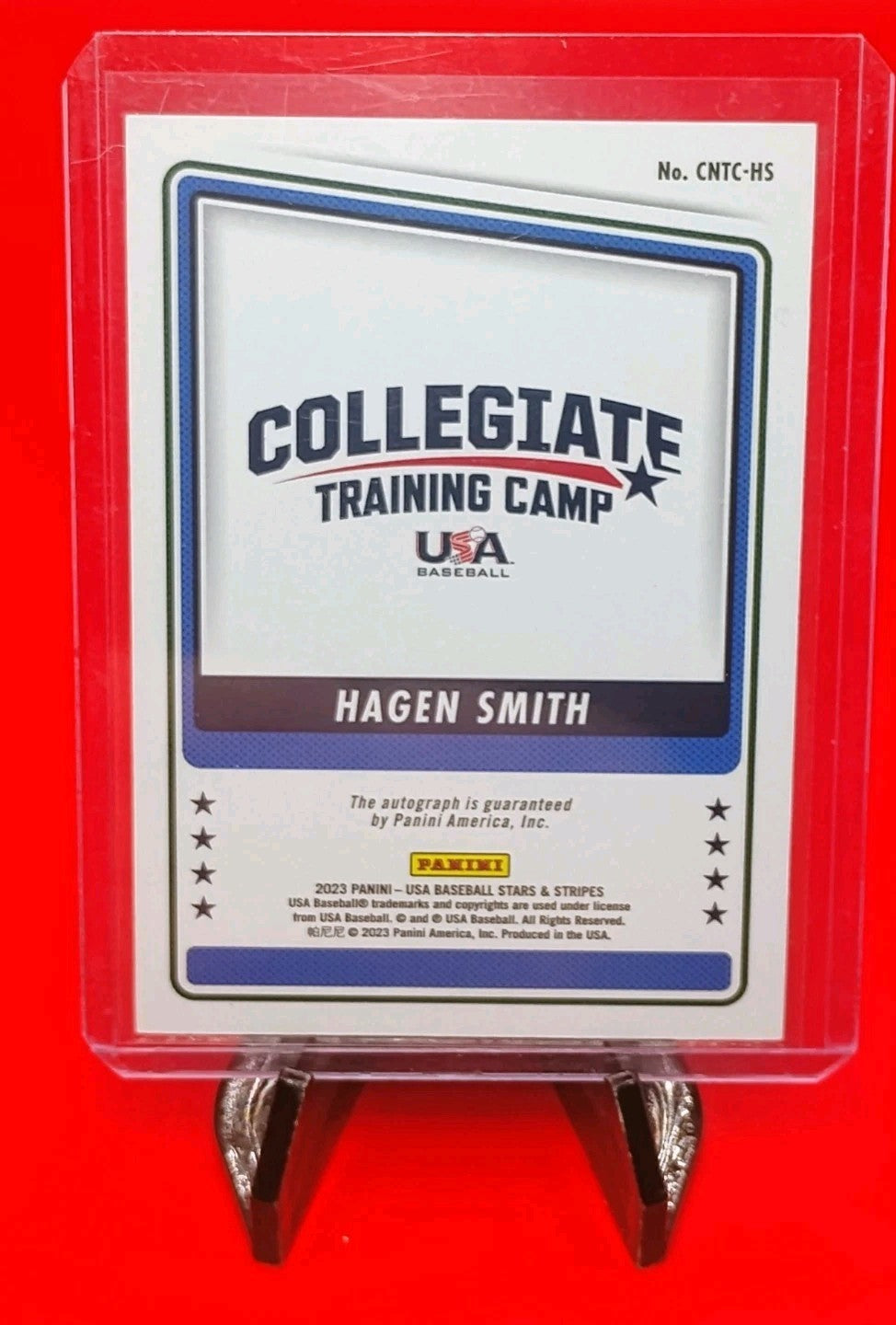 Hagen Smith 2023 Panini Stars & Stripes Baseball Collegiate Signatures #CNTC-HS