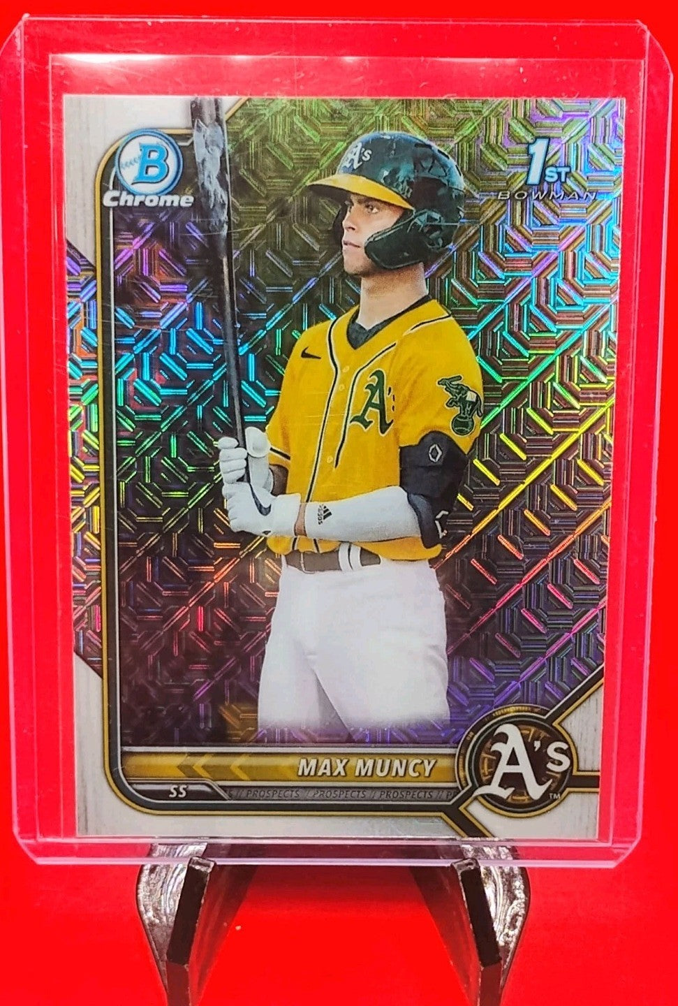 Max Muncy 2022 Bowman Chrome 1st #BCP-89 1st Mojo Refractor Athletics RC 🔥
