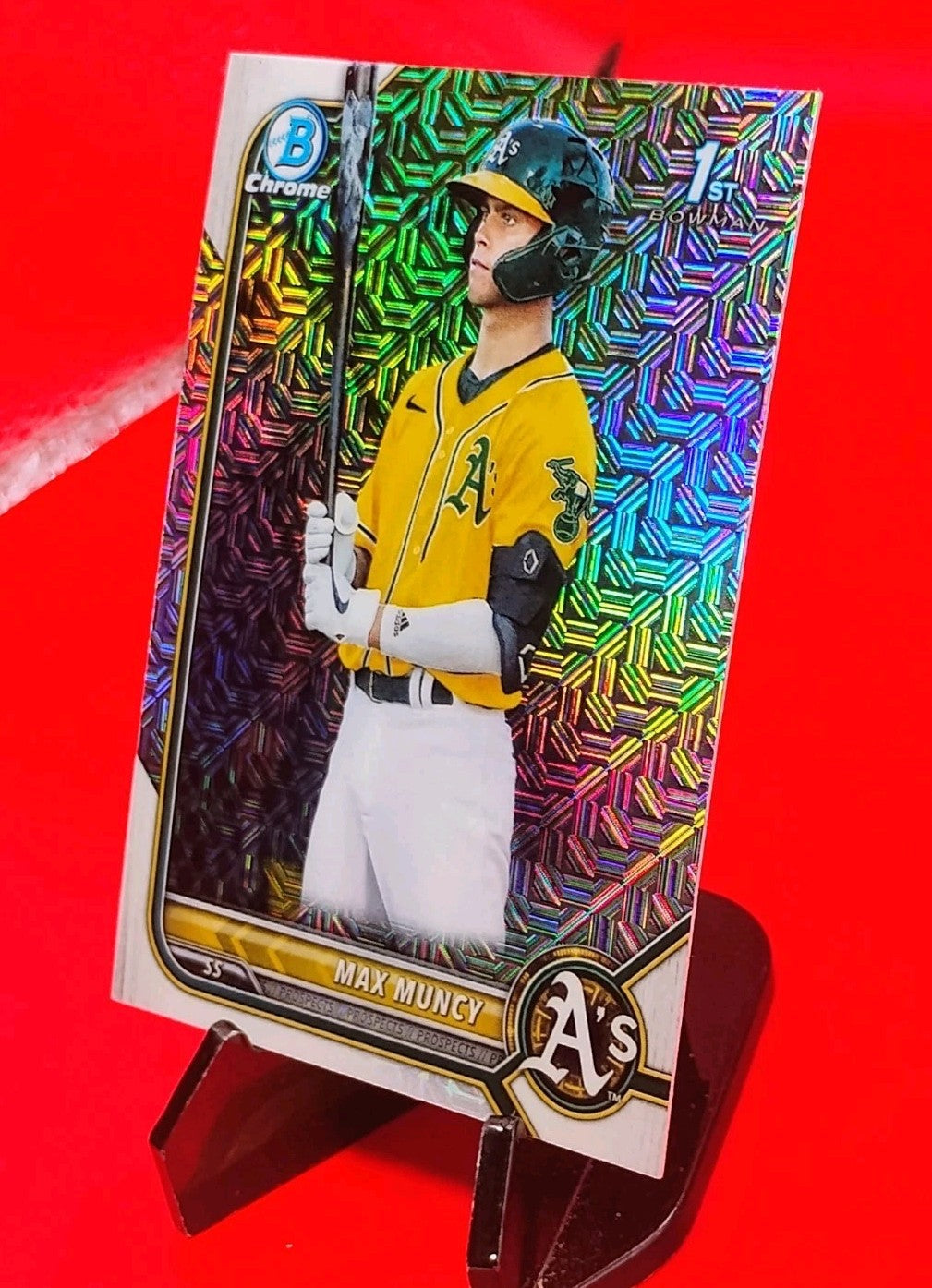 Max Muncy 2022 Bowman Chrome 1st #BCP-89 1st Mojo Refractor Athletics RC 🔥