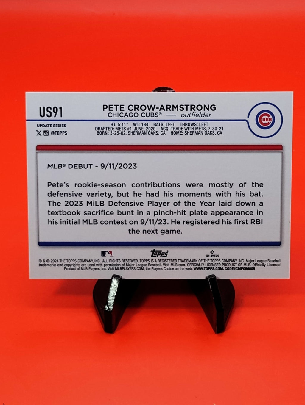 Pete Crow-Armstrong - 2024 Topps Update #US91 - Rookie Debut Rainbow Foil