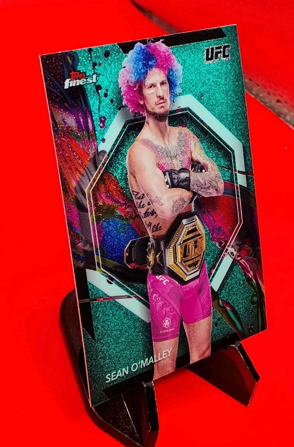Sean O'Malley 2024 Topps Finest UFC Common #40 Aqua Glitter Refractor