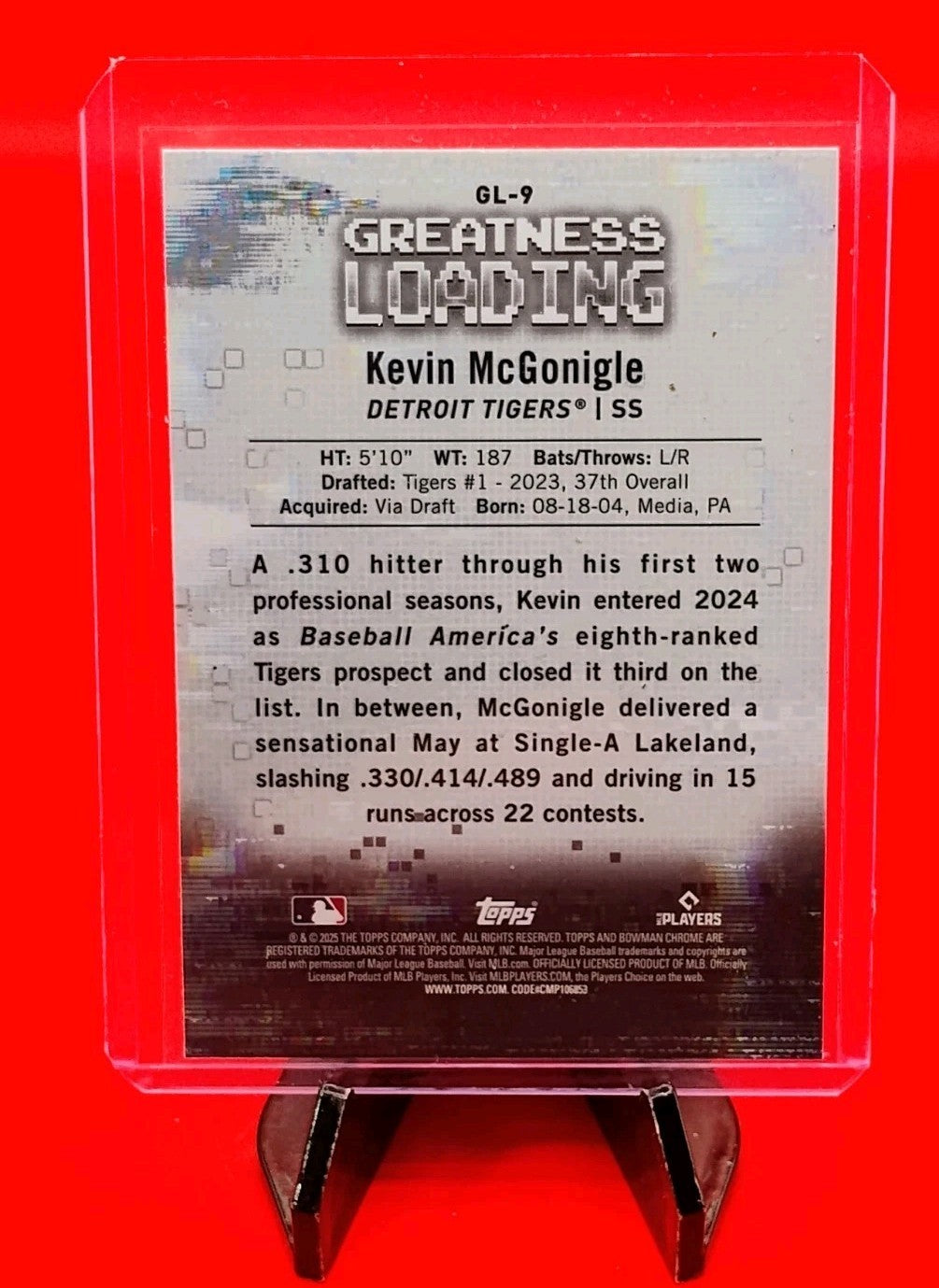 Kevin McGonigle 2025 Bowman Chrome Greatness Loading #GL-9  Detroit Tigers