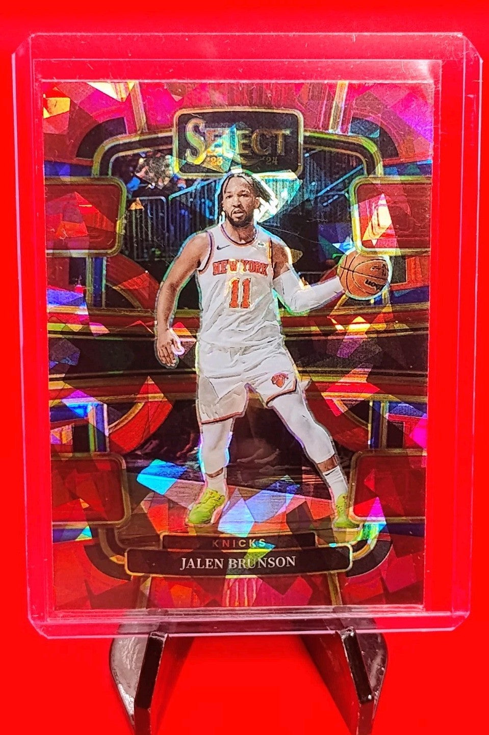 Jalen Brunson 2023-24 Select Concourse #7 Red Cracked Ice Prizm NY Knicks MVP