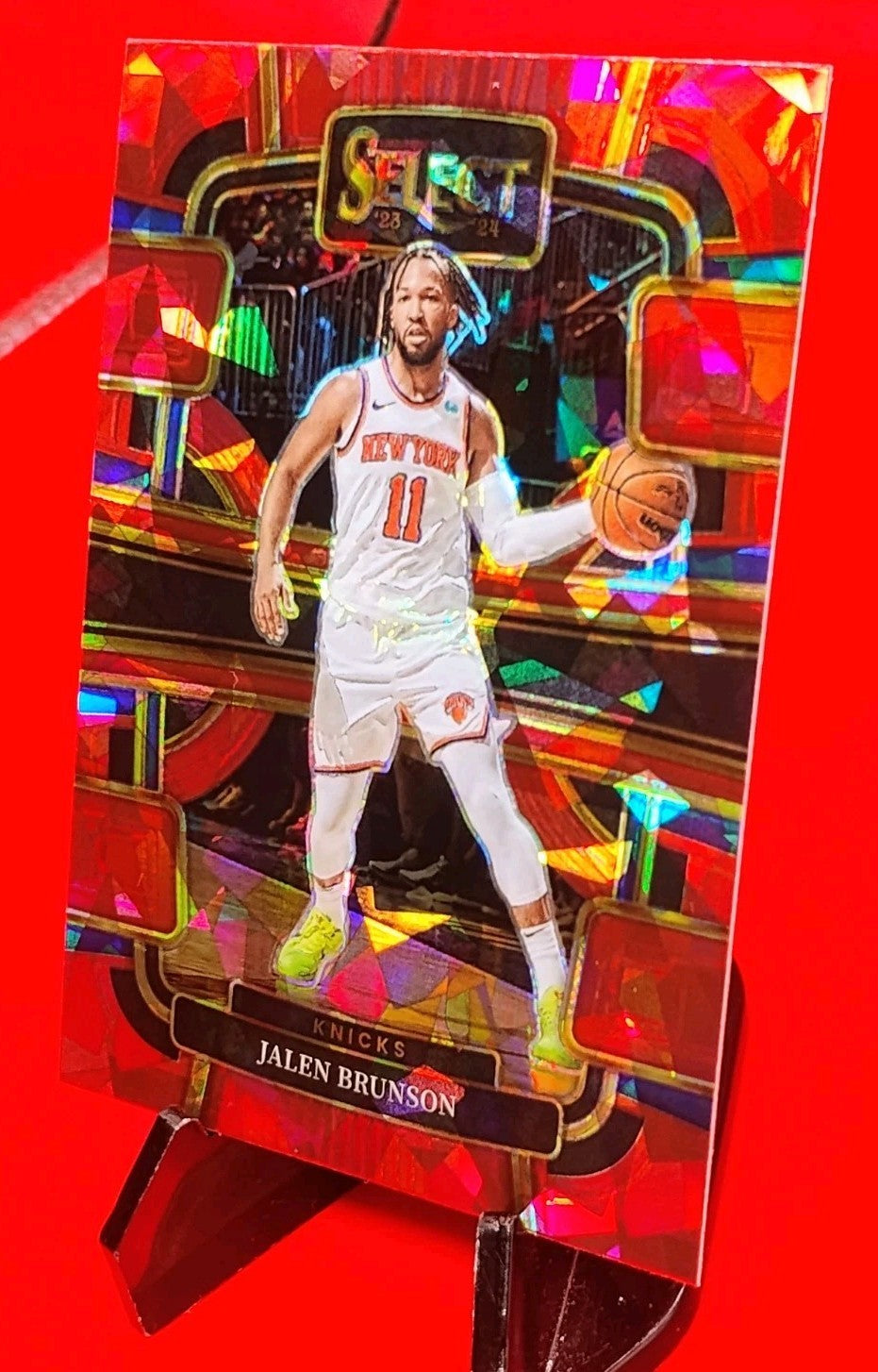 Jalen Brunson 2023-24 Select Concourse #7 Red Cracked Ice Prizm NY Knicks MVP