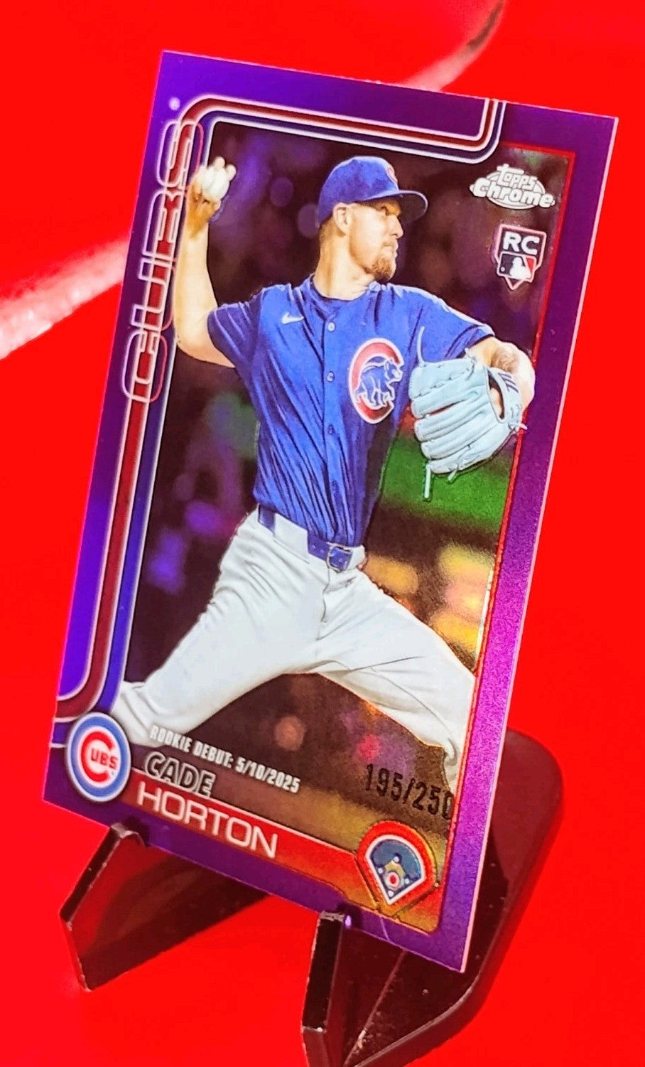 Cade Horton 2025 Topps Chrome Update Debut RC #USC102 Purple Refractor #195/250