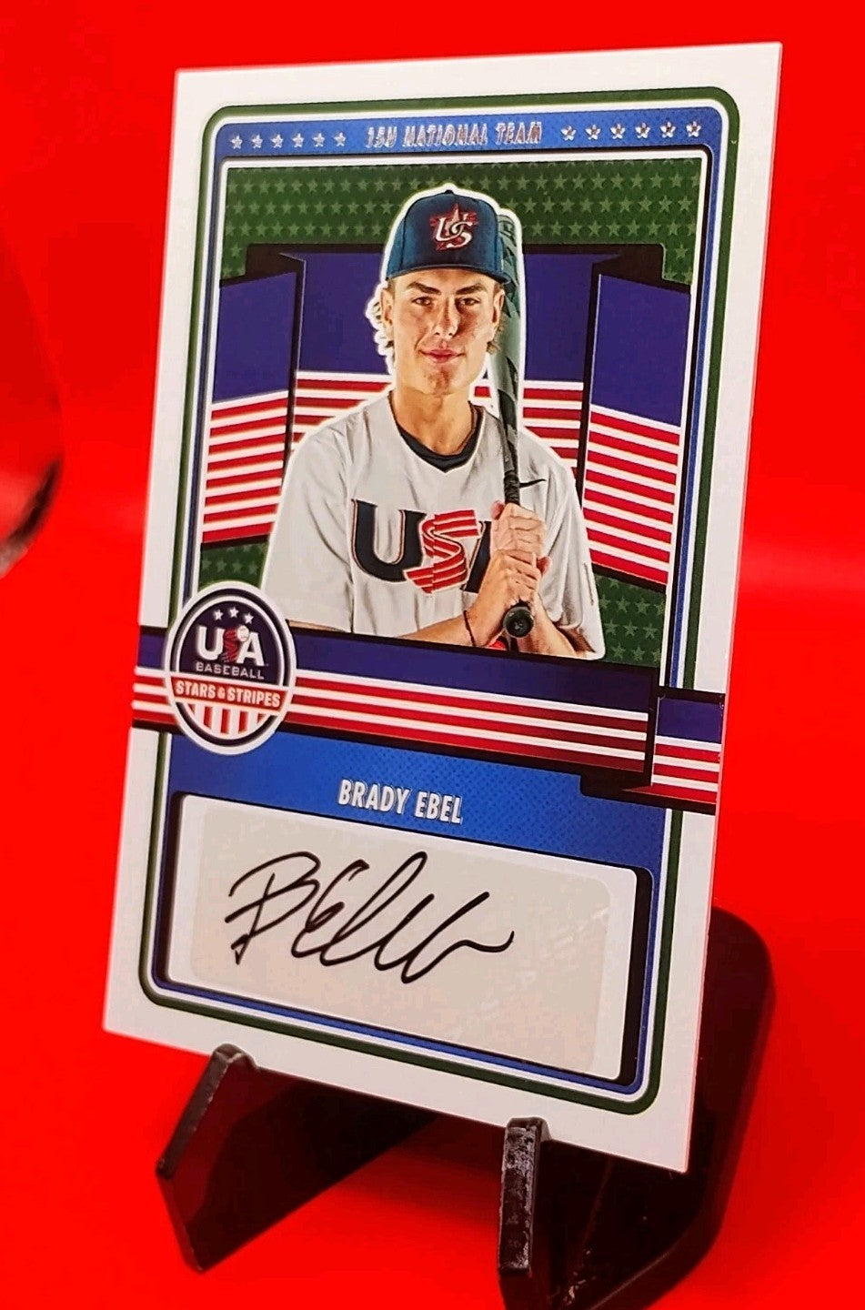 Brady Ebel 2023 Panini Stars & Stripes USA 15U Baseball #15U-BE Auto (Black Ink)