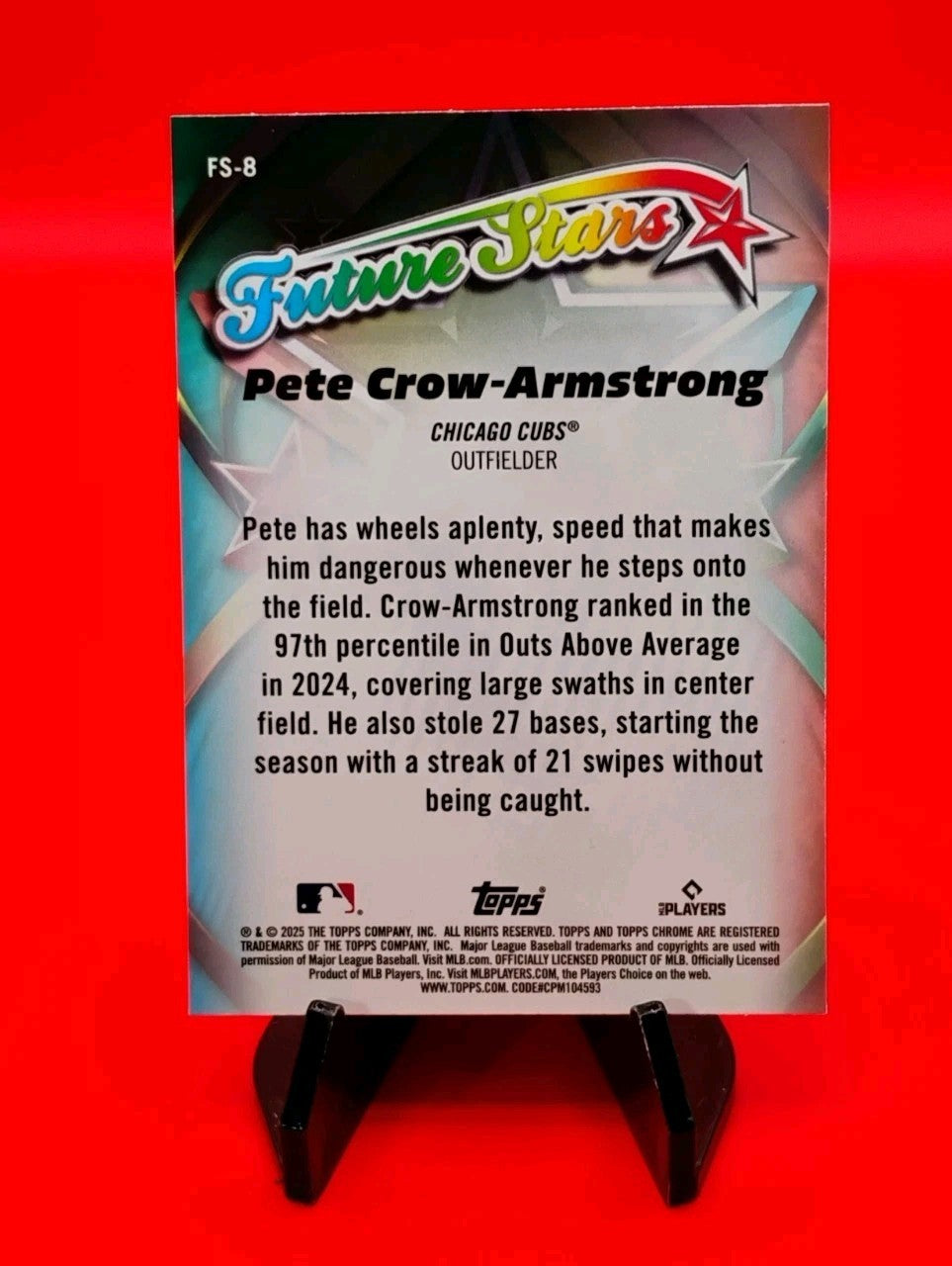 Pete Crow Armstrong 2025 Topps Chrome Future Stars #FS-8 Refractor Cubs PCA 💎