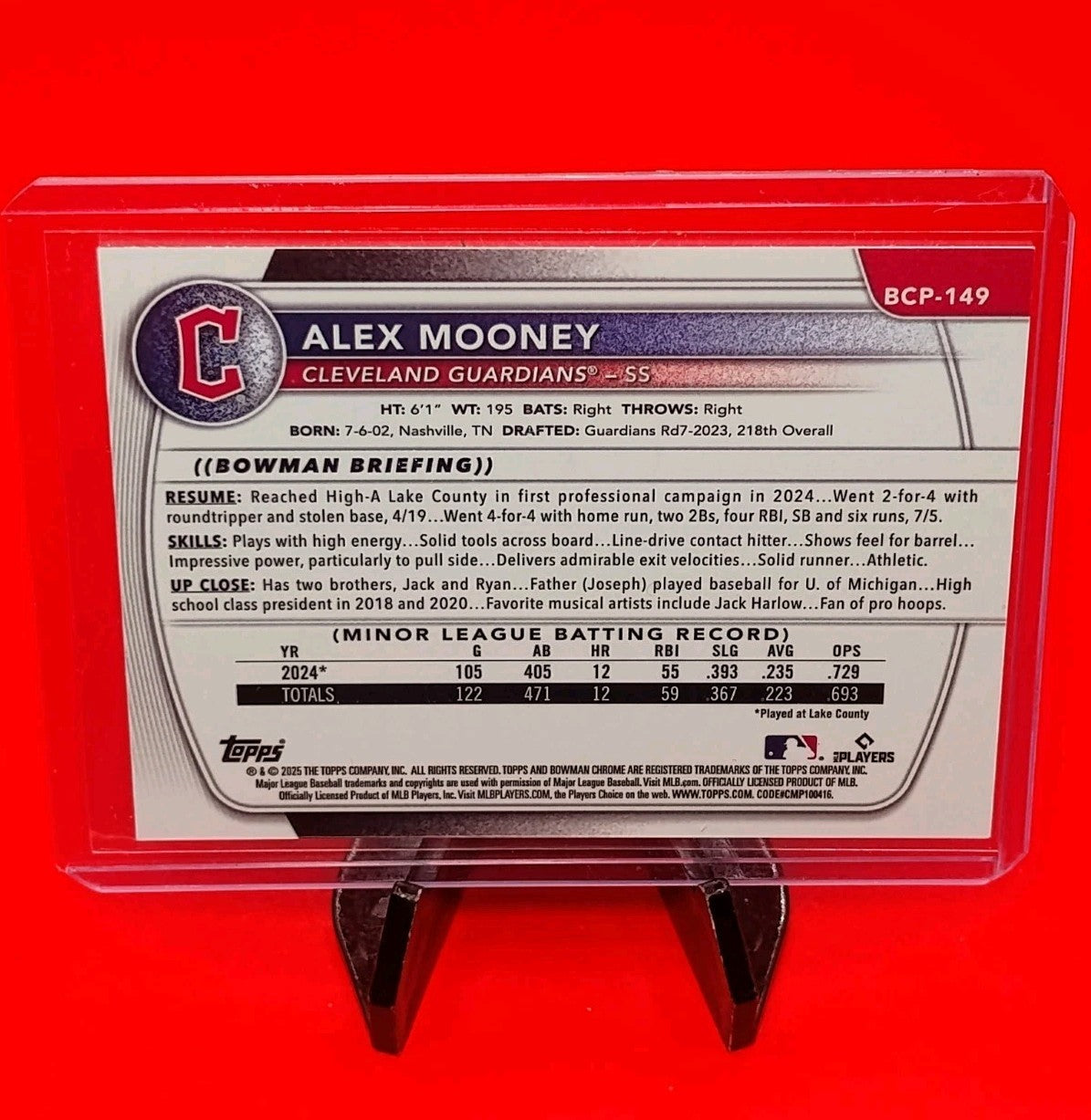 Alex Mooney 2025 Bowman 1st Chrome #BCP-149 Gold Shimmer Refractor #46/50 🔥