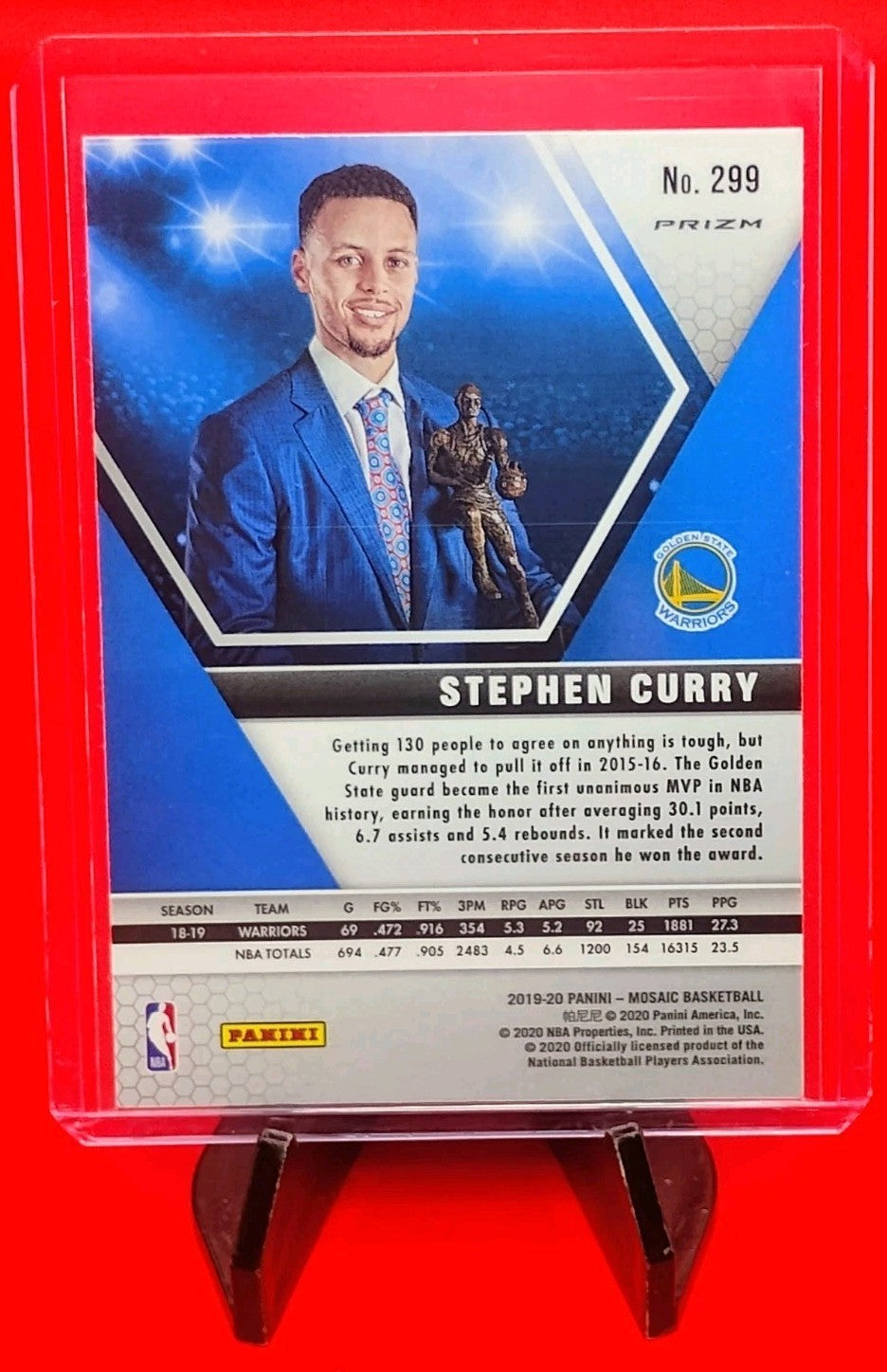 Stephen Curry 2019-20 Panini Mosaic MVPs #299 Red Mosaic Prizm Warriors 💎🔥