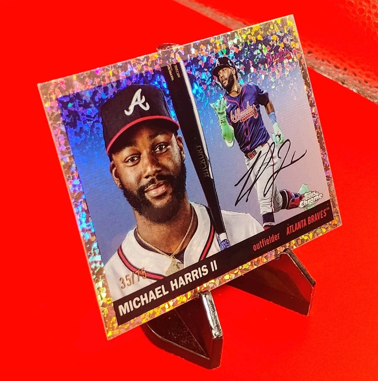 Michael Harris II 2025 Topps Chrome Platinum #9 Rose Gold Toile Refractor #/75