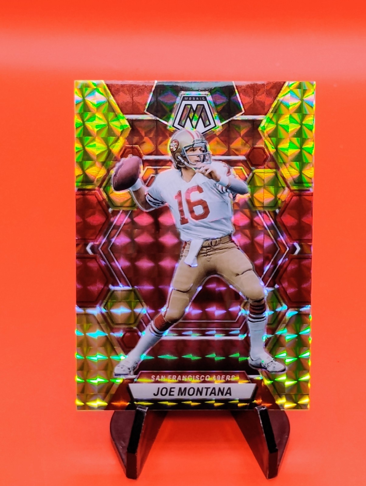 Joe Montana 2023 Mosaic Choice #217 Red & Yellow Prizm #25/80 49ers Legend 🐐💎