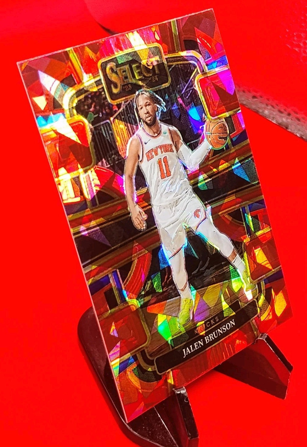 Jalen Brunson 2023-24 Select Concourse #7 Red Cracked Ice Prizm NY Knicks MVP