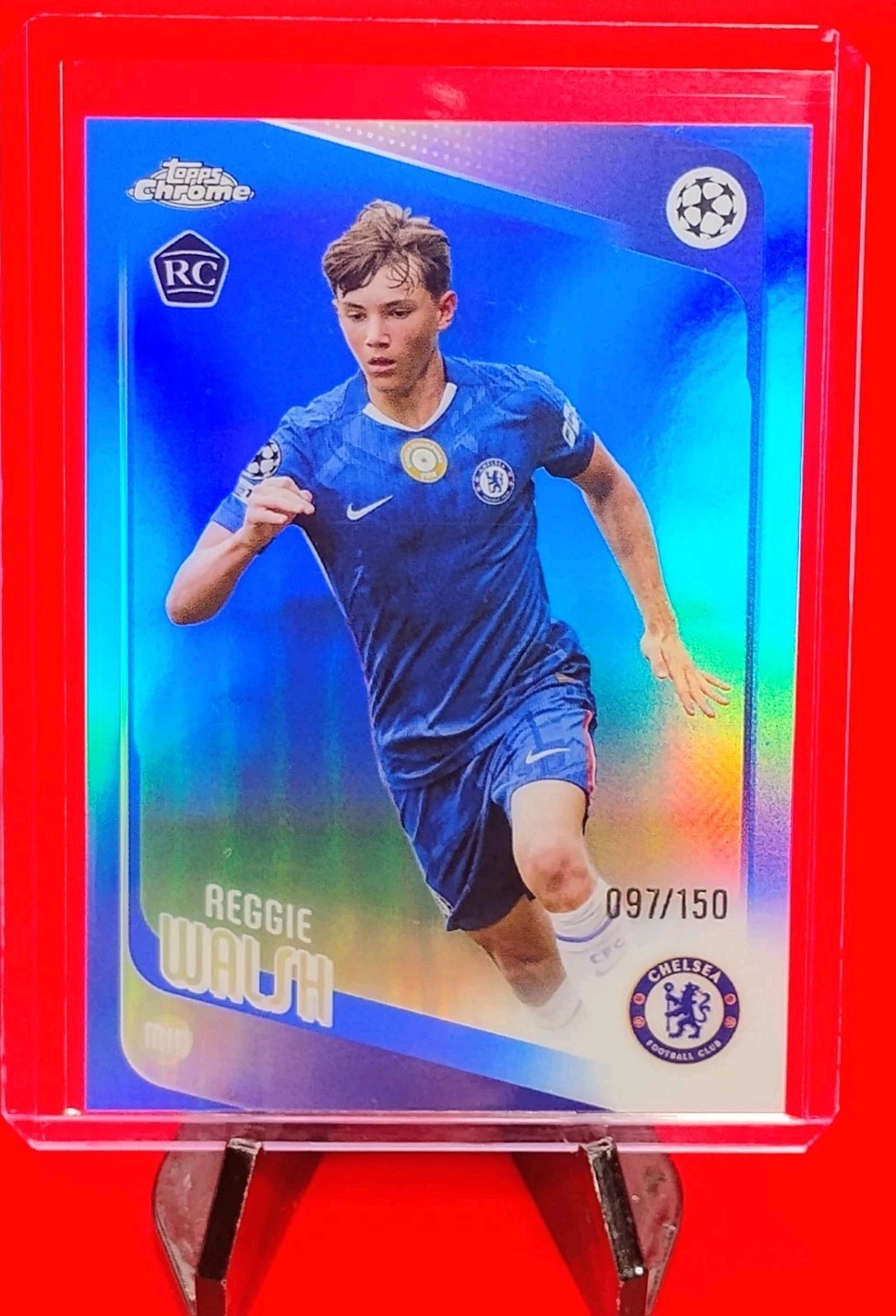 Reggie Walsh 2025-26 Topps Chrome UEFA #70 Blue Refractor #97/150 Color Match 💎