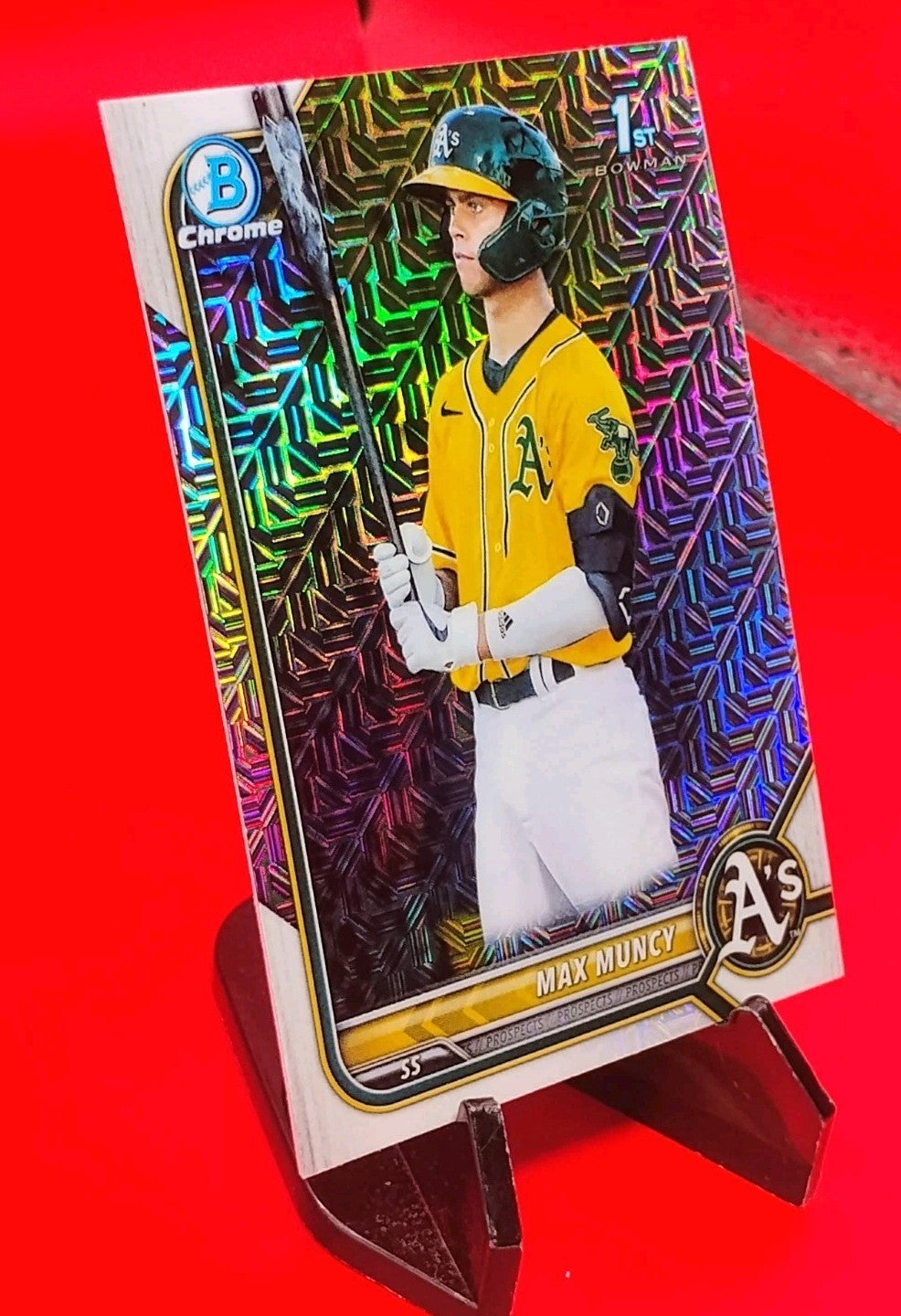 Max Muncy 2022 Bowman Chrome 1st #BCP-89 1st Mojo Refractor Athletics RC 🔥
