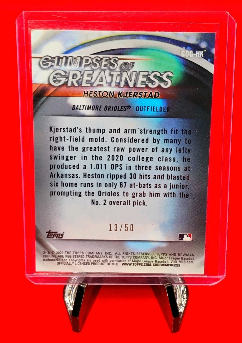 Heston Kjerstad 2020 Bowman Chrome Glimpses of Greatness Gold Refractor #13/50💎