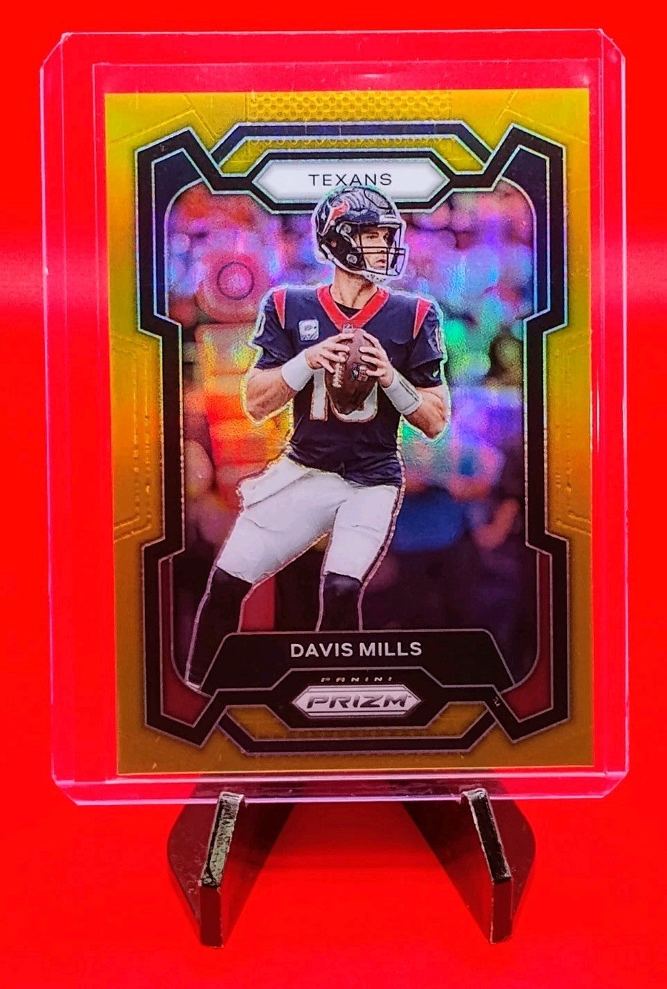 Davis Mills 2023 Prizm Football #117 Gold Prizm # 7/10 Houston Texans QB 🔥