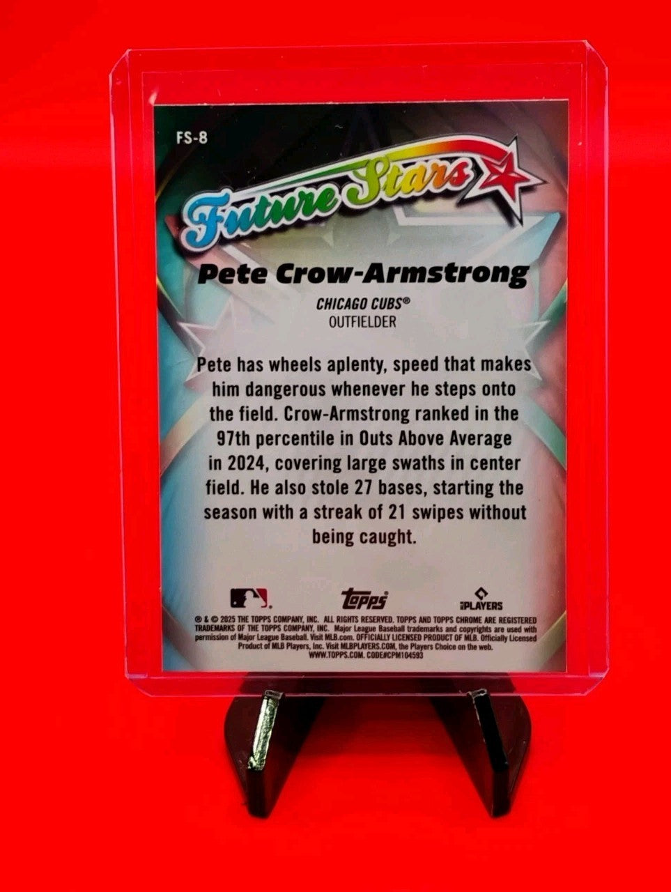Pete Crow Armstrong 2025 Topps Chrome Future Stars #FS-8 Refractor Cubs PCA 💎