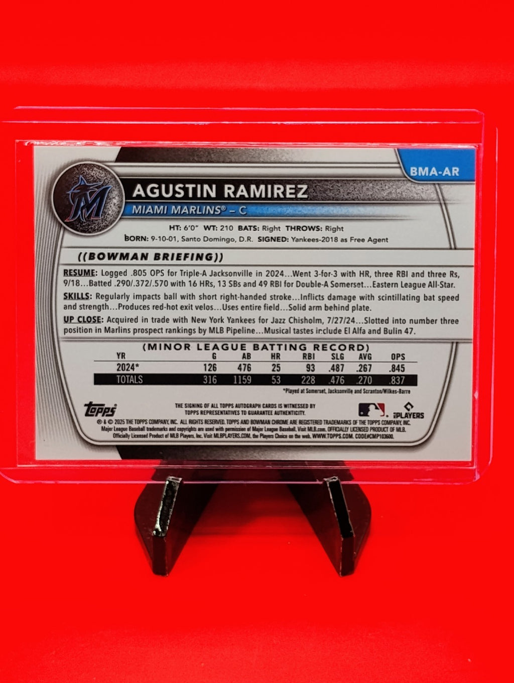 Agustin Ramirez 2025 Bowman Chrome Mega Box Mojo Refractor Auto #BMA-AR Marlins