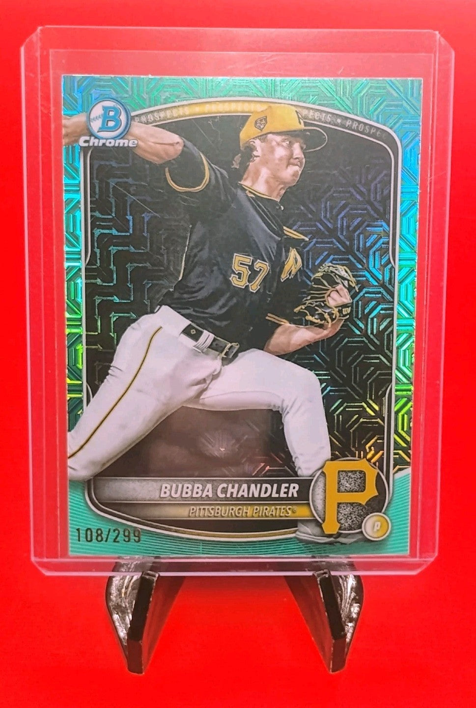 Bubba Chandler 2025 Bowman Chrome Prospects BCP-171 Aqua Mojo Refractor #108/299