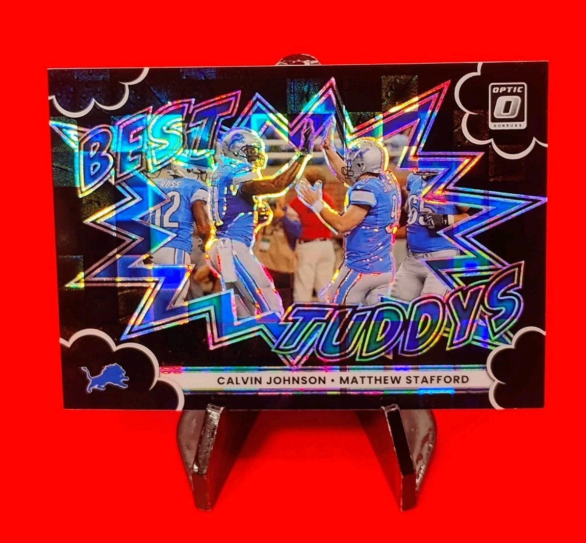 Calvin Johnson-Matt Stafford 2025 Donruss Optic Best Tuddy's Black Pandora #/149