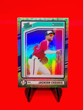 Jackson Chourio 2024 Panini Donruss Rated Rookie #193 SSP Liberty Emoji HoloFoil