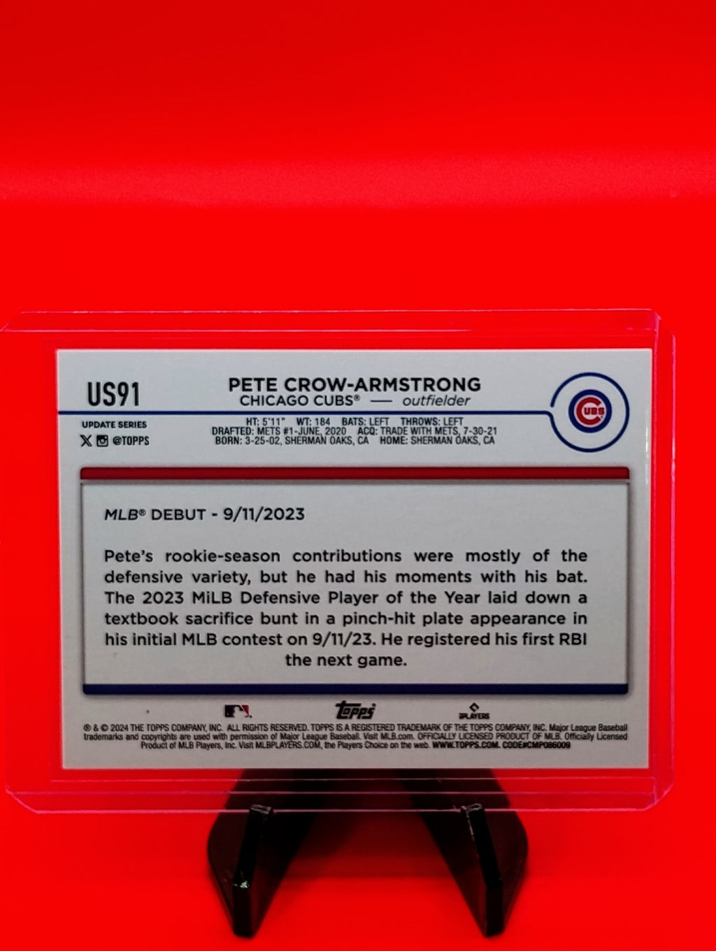 Pete Crow-Armstrong - 2024 Topps Update #US91 - Rookie Debut Rainbow Foil
