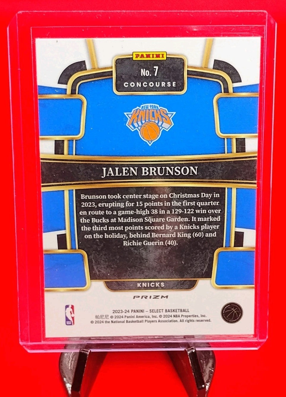 Jalen Brunson 2023-24 Select Concourse #7 Red Cracked Ice Prizm NY Knicks MVP